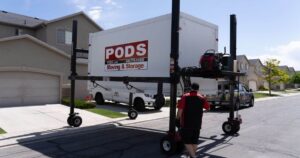 PODS container being dropped off