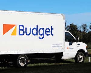 Budget Truck parked on side of country road